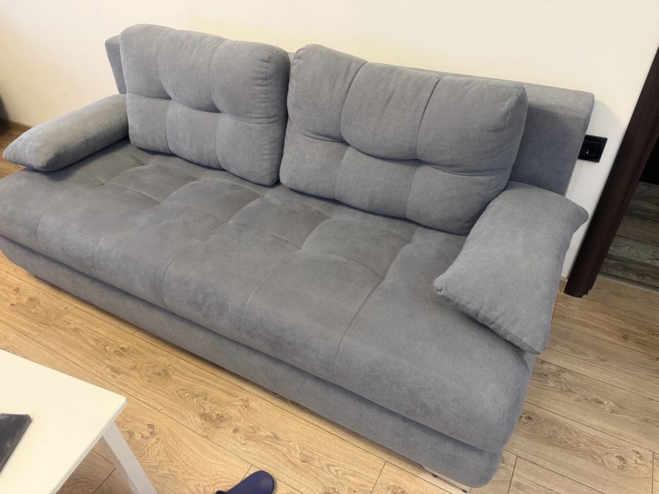 Сиво канапе Диван с функция сън и ракла  206/100/99 СМ
