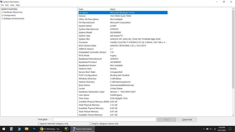 Laptop Lenovo i7 E540