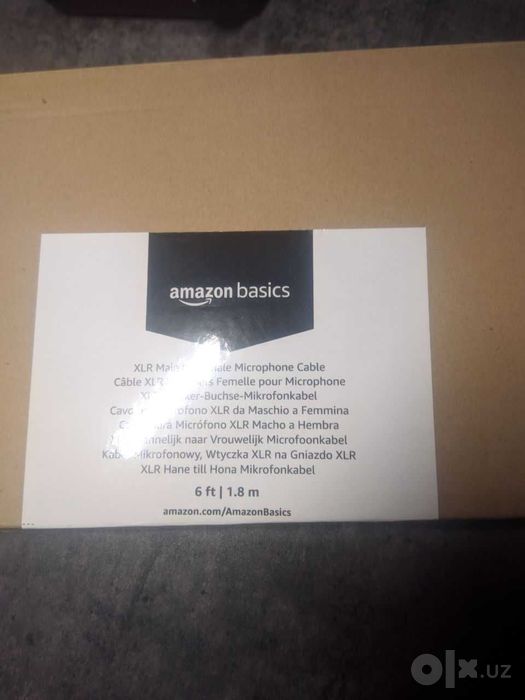 Кабель микрофонный Amazon basics XLR папа-мама 1.8m