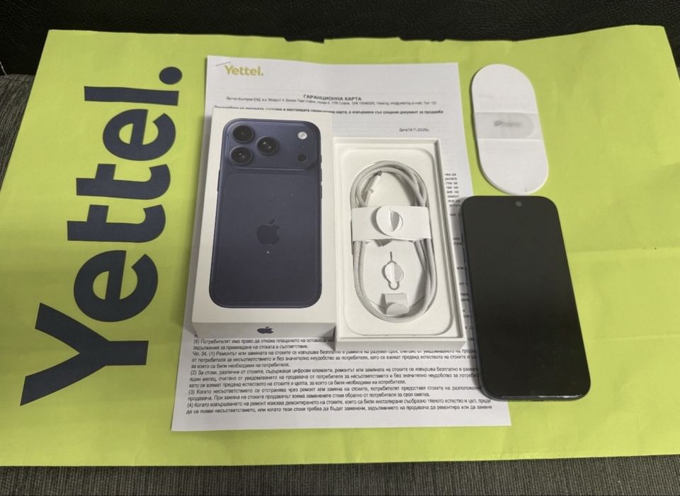 КАТО НОВ 256GB iPhone 17 Pro Yettel Гаранция 2028 Deep Blue