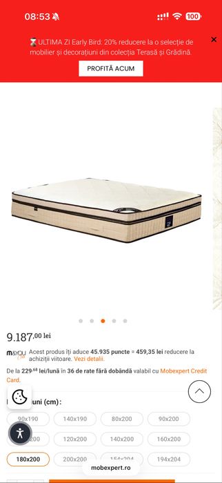 Vand URGENT Saltea premium Mobexpert 180x200 (9.187 lei in magazin)