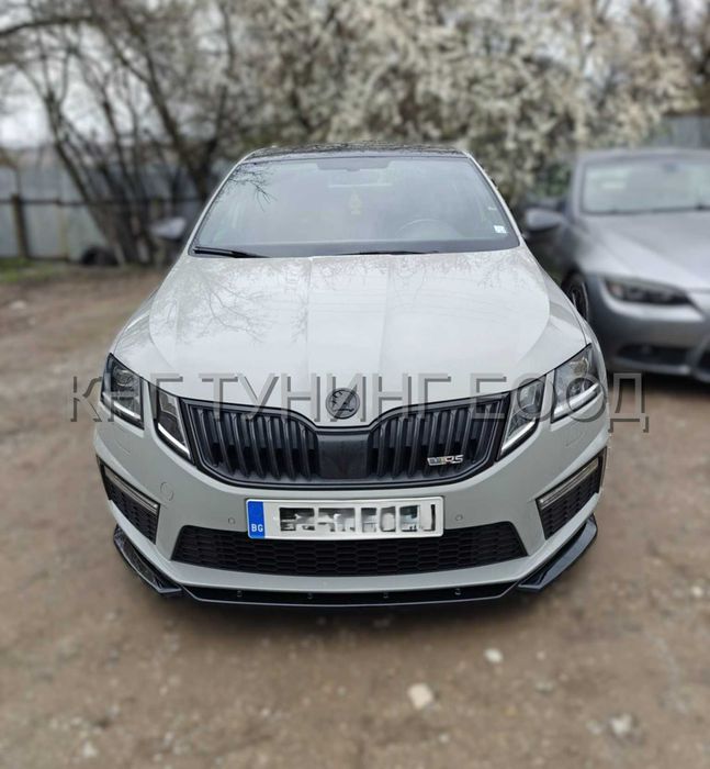 Преден лип спойлер за шкода октавия мк3 врс / skoda octavia mk3 lip spoiler vrs / добавка за предна броня / нож