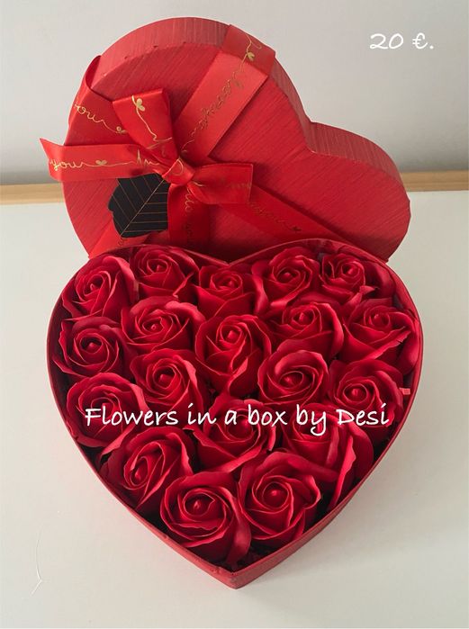 Кутия сърце с рози за Свети Валентин
