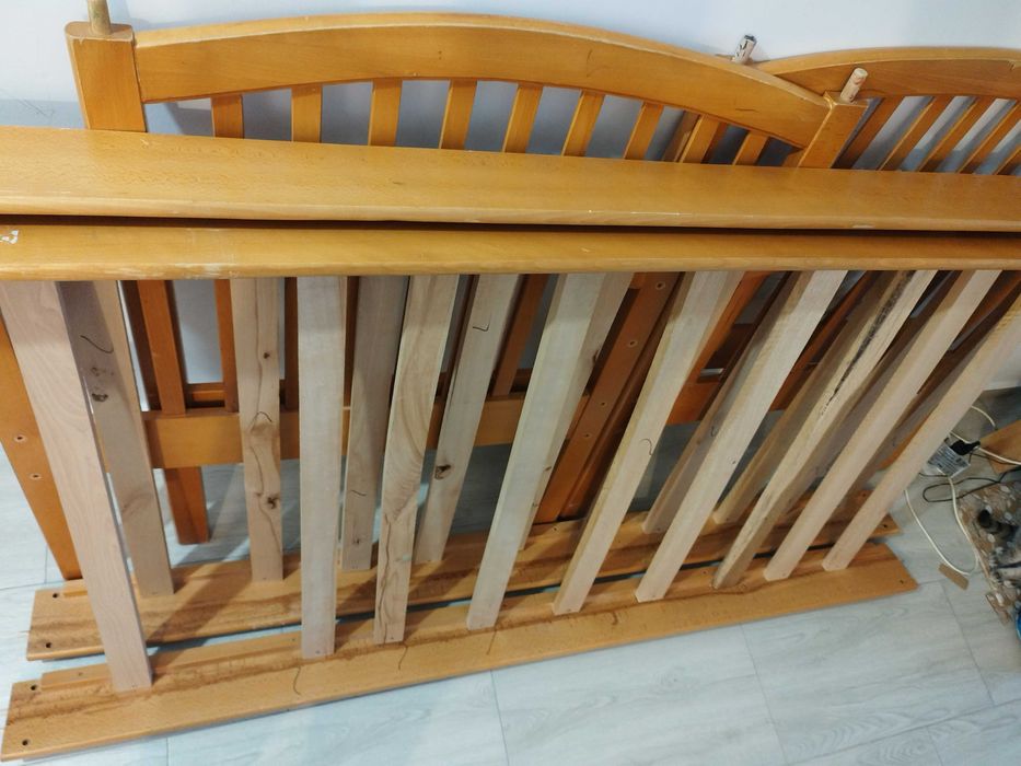 Pat copii supraetajat lemn fag  folosit - stare buna !