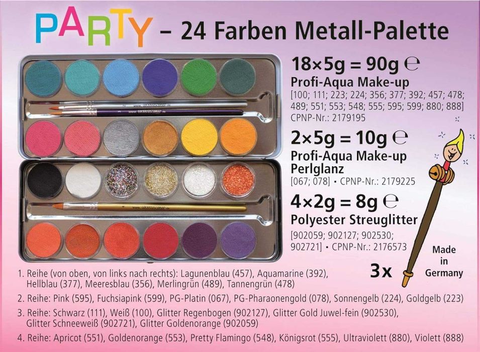 Палитра за грим EULENSPIEGEL Party (24 цвята)