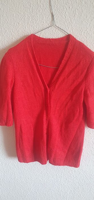 Blazer tricotat rosu coral moale nu înțeapă S/ M