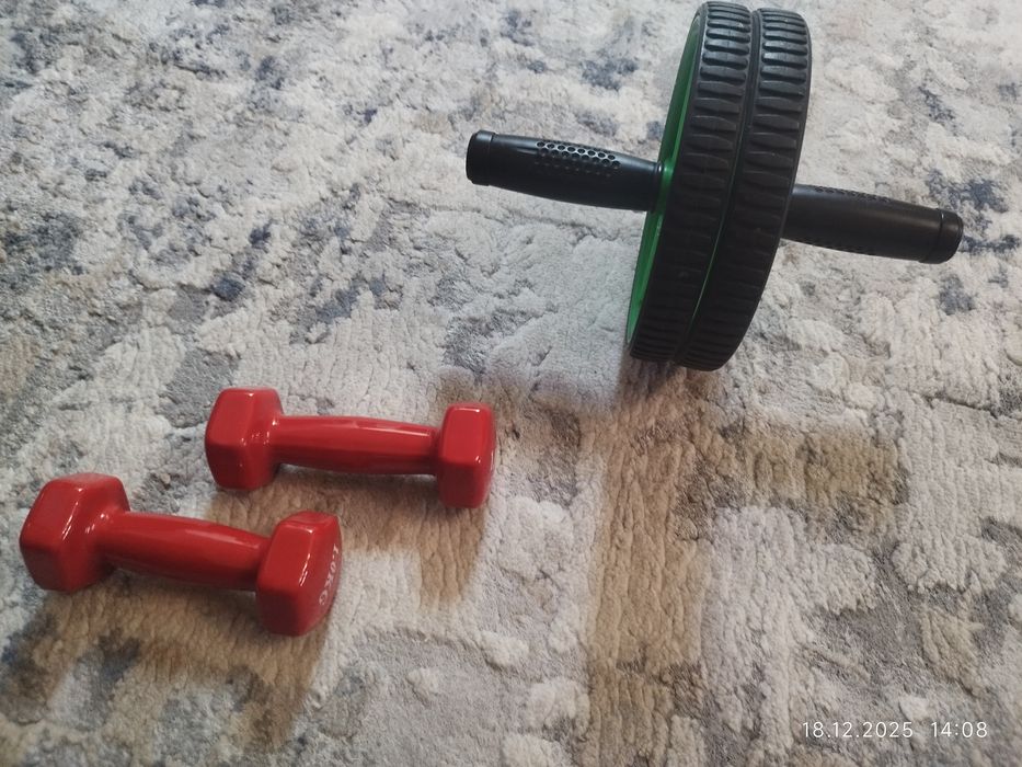 Гантели и ролик для пресса