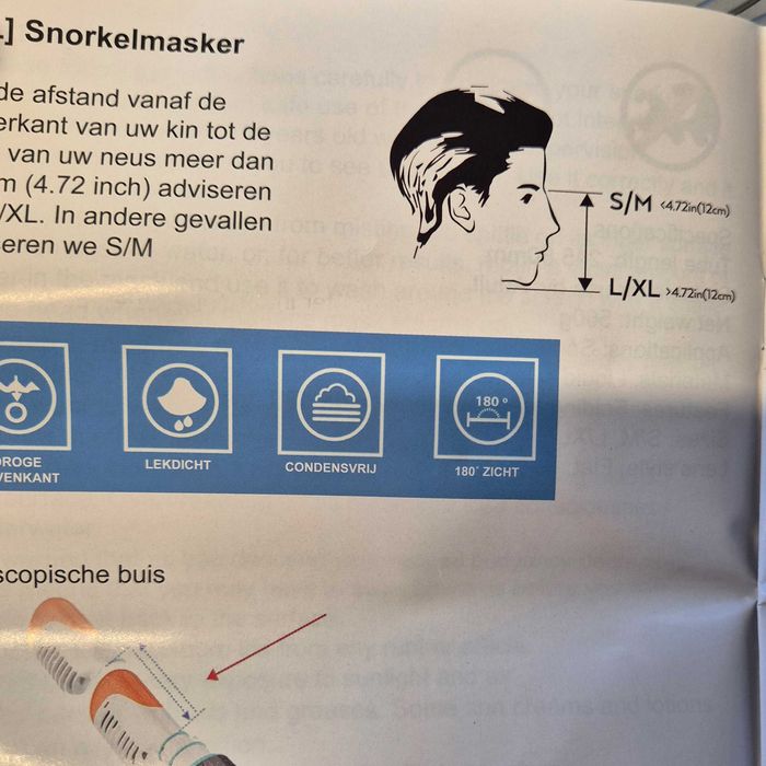 Маска за гмуркане с шнорхел, Бял/Зелен, L/XL