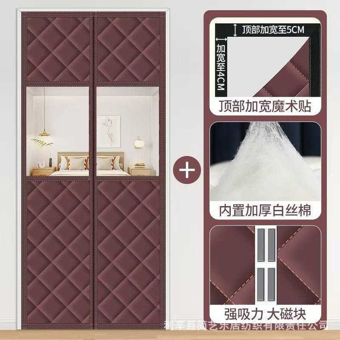 Магнитная тёплая штора на дверь с прозрачной вставкой 120×210, p3