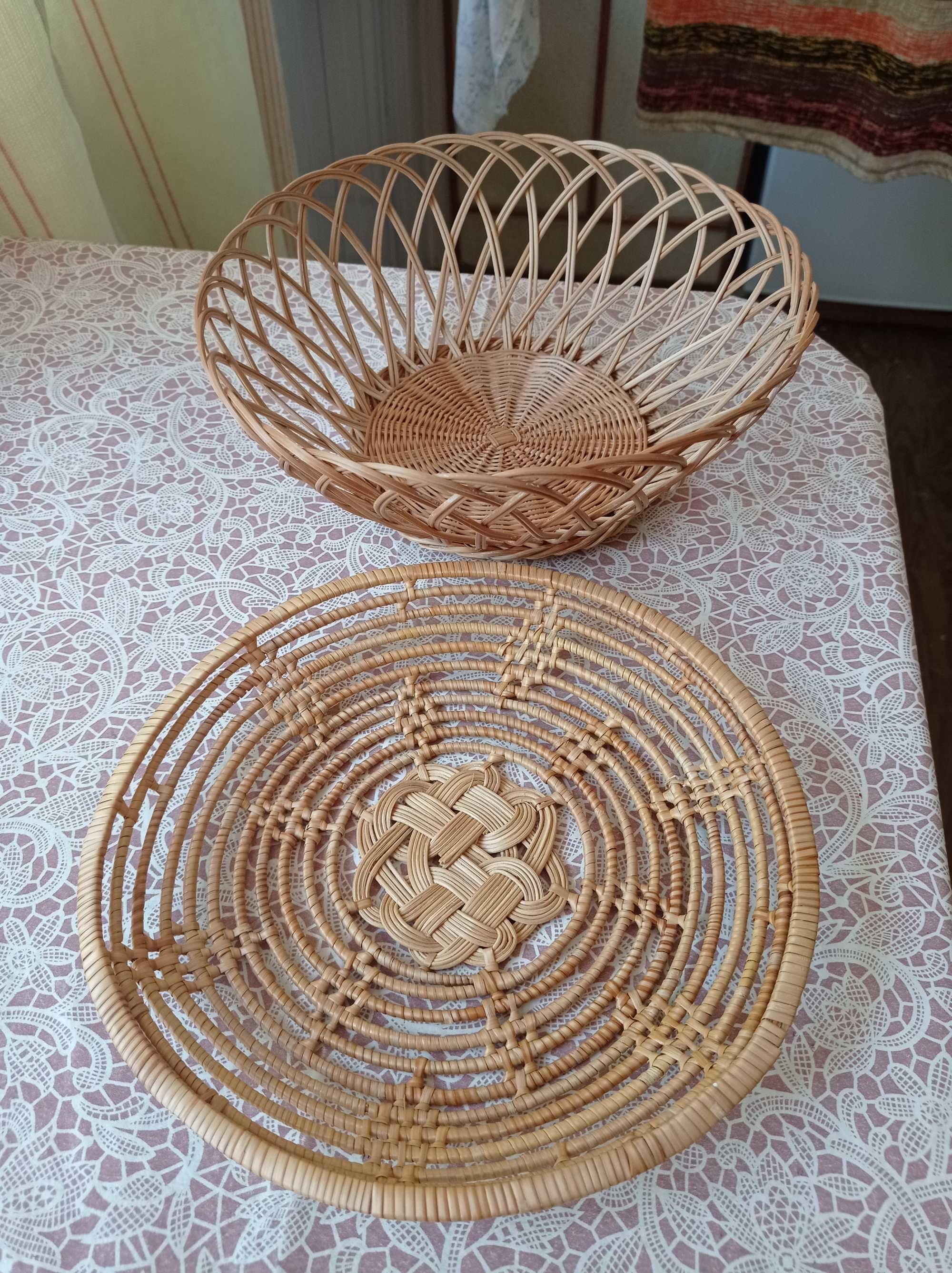 Плошка плетеная (бамбук) - Тарелка натуральная