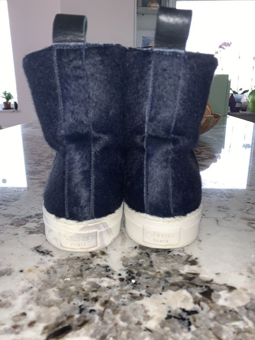 Celine Zipper Bootie Navy Pony Calfskin/ Kylie Jenner