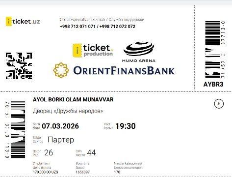 7-martda Xalqlar dostligi saroyida gala konsrt Oʻzni narxida 9ta bilet