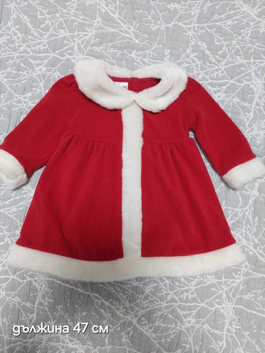 Детска коледна рокля червена каре