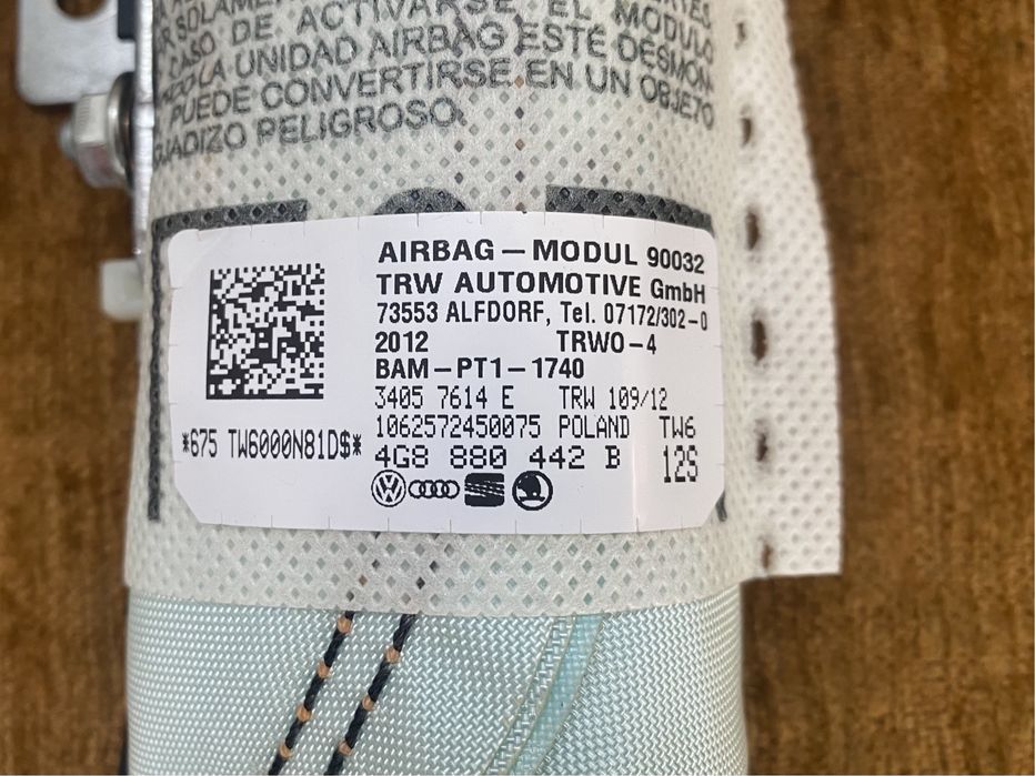 Aibag bancheta / pasager Audi A6 A7 4G : 4G8880441B / 4G8880442B