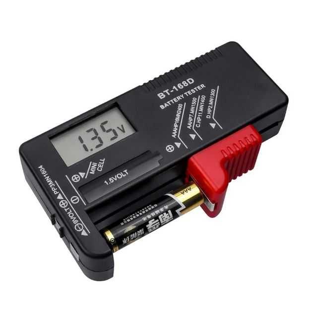 Дигитален Тестер за Всички Видове Батерии LCD.Волтметър за AA AAA C D 9V Бутонни LR SR SW CR SR AG,Универсален Уред за Измерване Напрежение на Батерия