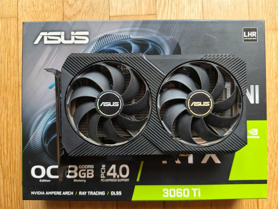 ASUS DUAL GeForce RTX 3060 Ti MINI OC Edition 8GB GDDR6 с кутия и всички аксесоари