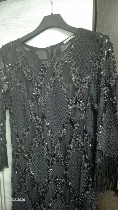 Rochie neagra cu franjuri nr 46