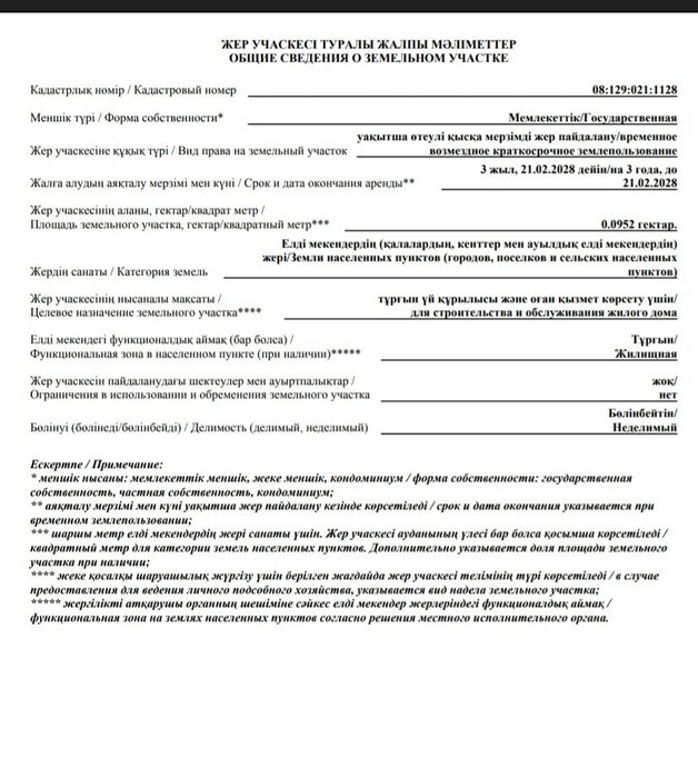 Жер сатылады Аксай 850 мынга срочно