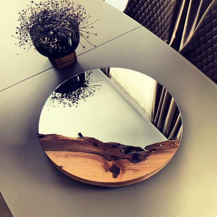 Плот за баня от естествено дърво масив / Огледало