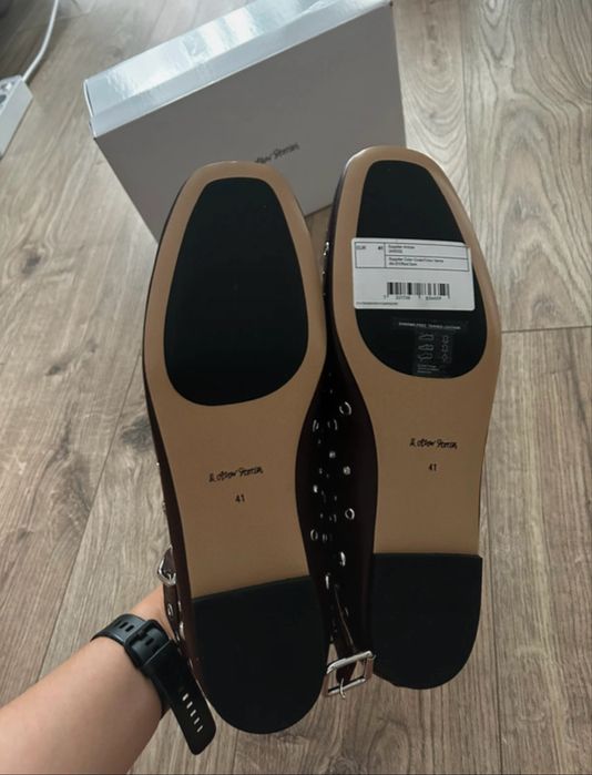 &Other Stories balerini din piele burgundy