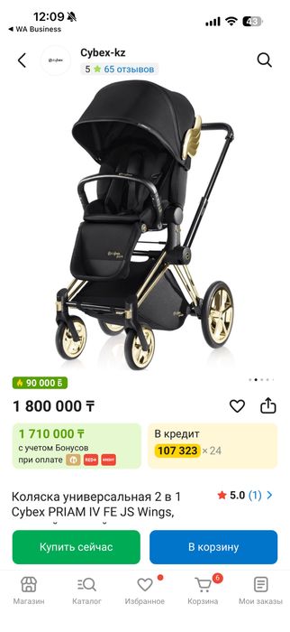 Коляска 2в1 Cybex Priam IV FE JS Wings