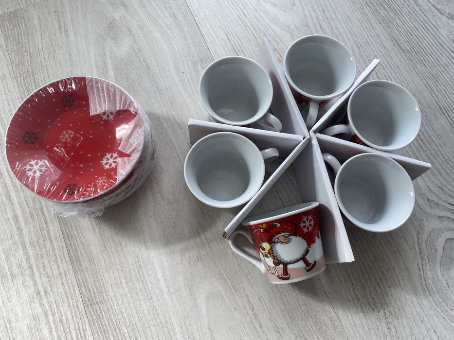Set 12 bucati cafea, motiv sarbatori Craciun