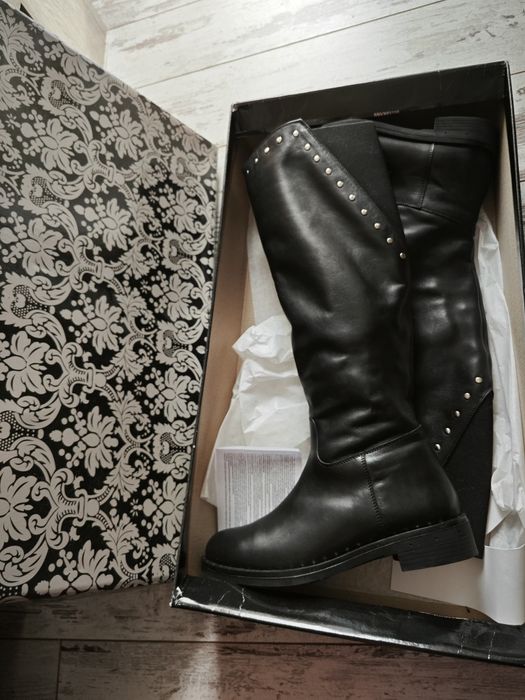 Дълги ботуши естествена кожа