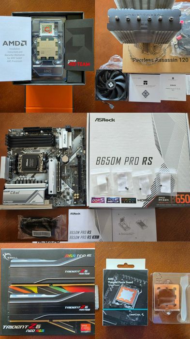 Гаранция! Ryzen 7950X + ASRock B650 Pro RS + G.SKILL Trident Z5 NEO RGB 32GB DDR5 RAM + Thermalright Peerless Assassin 120 SE + Deepcool AM5 Guard