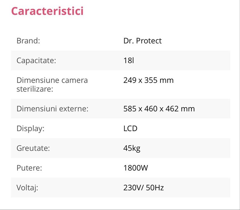 Autoclav dr protect 18 L