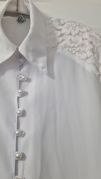 Bluza alba matase dantela 42 Esmer