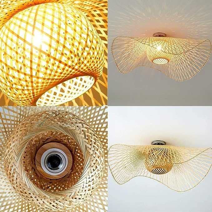 Намален с 20 лв! Ретро естествен бамбуков полилей ратан  Винтидж таван