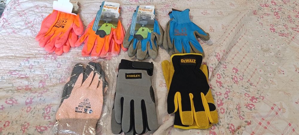 Lot 7 perechi Mănuși de Protecție NOI (DeWalt, Stanley, Kapriol, UCi) – Mărimi 9-10