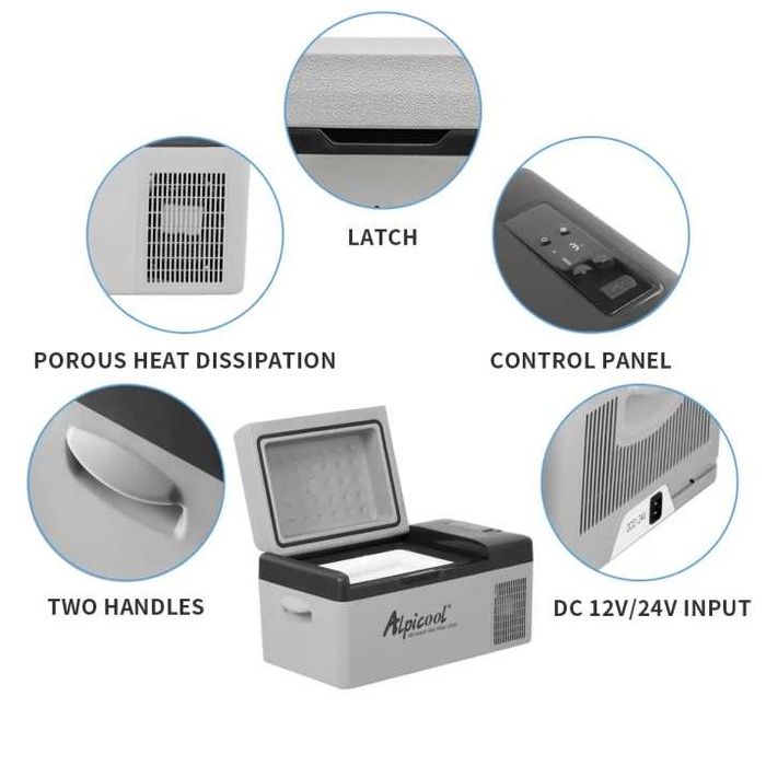 AlpiCool 20L Портативен Компресорен хладилник 20 литра 12V 24V 220V