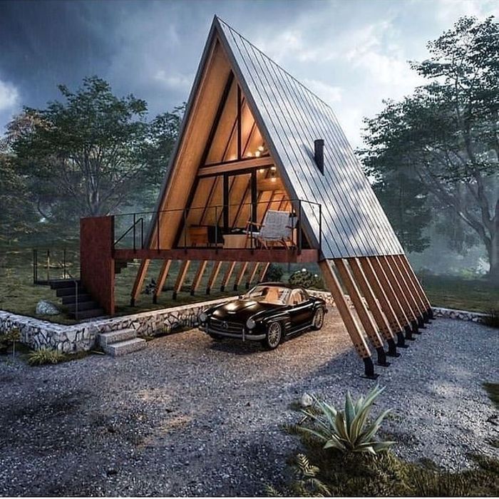 A-frame дом для дачи и загородного отдыха