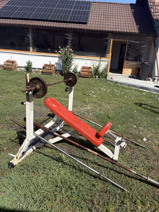 Aparat fitness multifuncțional, bancă de forță pentru bara olimpică, da și pentru gantere simple