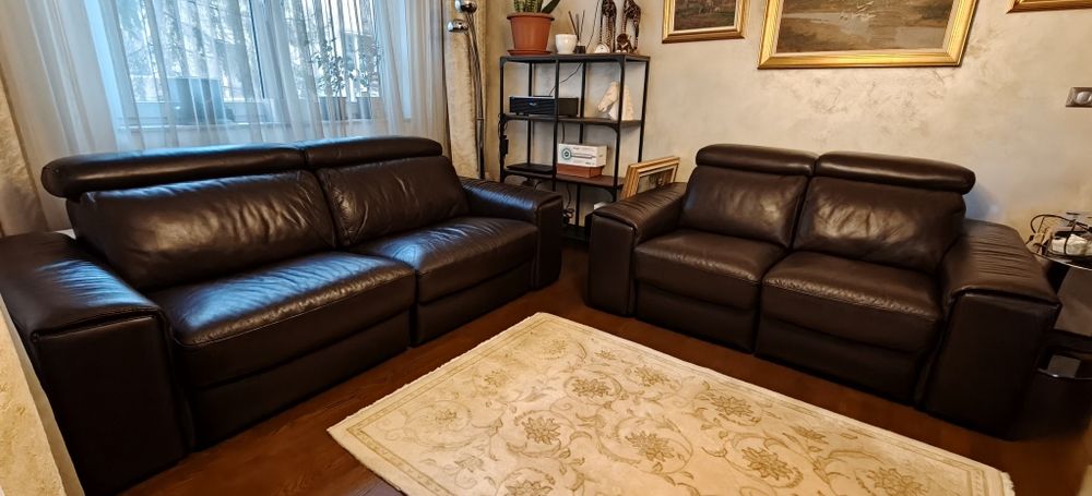 Кожени дивани с релакс механизъм - 2 броя