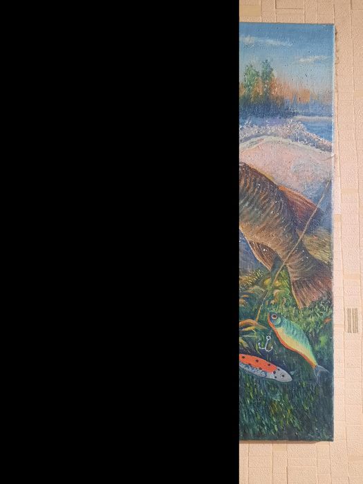 рыбалка.картина маслом
