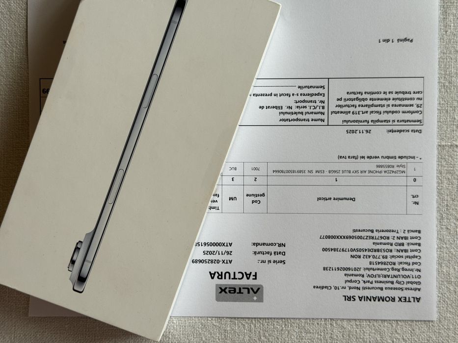 Iphone Air 17 Blue 256GB Nou