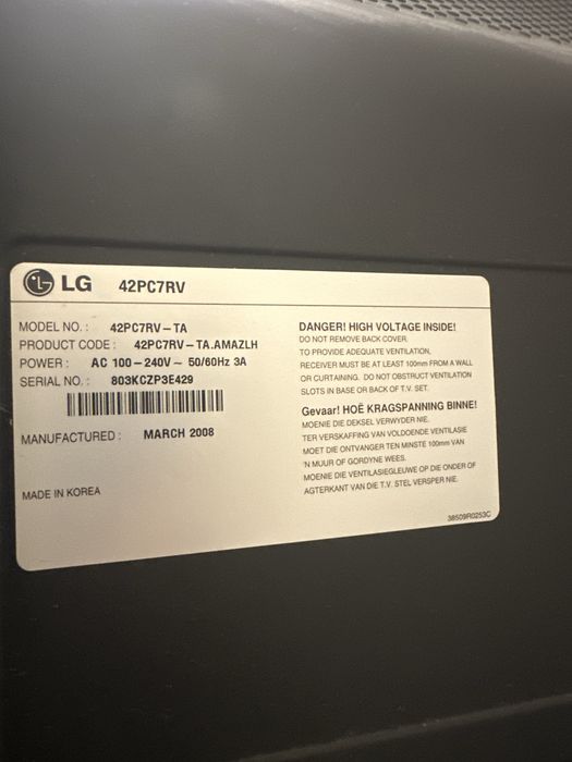 Продам телевизор LG 42PC7RV