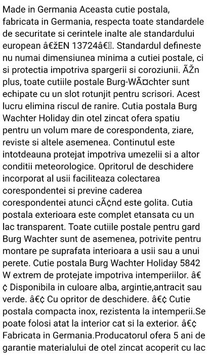 Cutie postala Burg Wachter