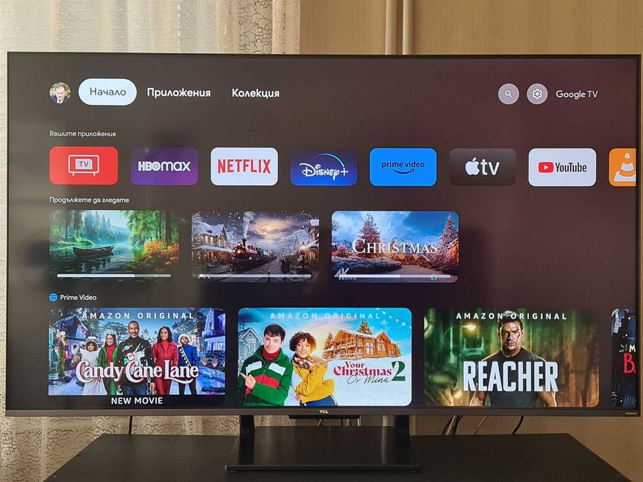 Продавам телевизор TCL 55 инча, 144Hz, 4К, Смарт с Google TV