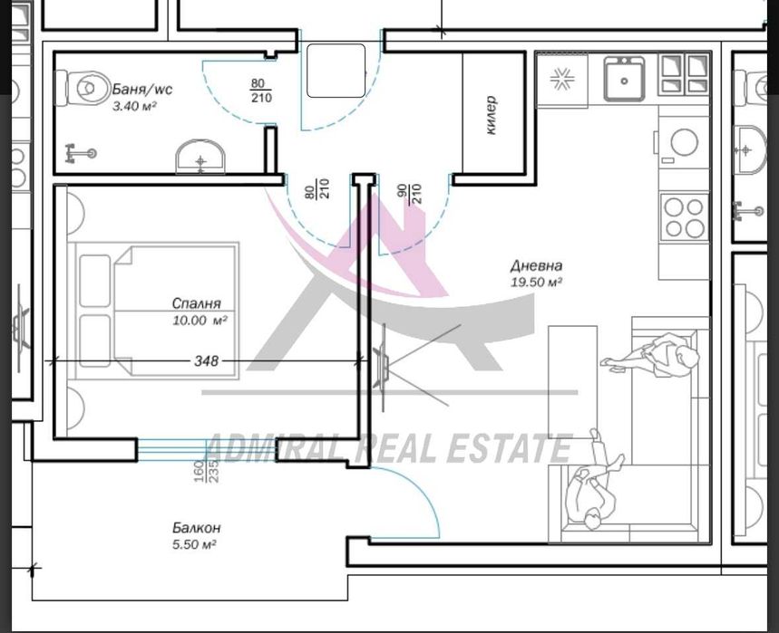Продава се Двустаен апартамент в Варна, Възраждане 3 - 55 кв.м за 1738 €/кв.м - Снимка #4