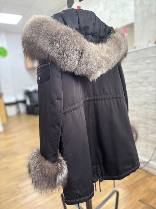 Geaca parka cu blana naturala vulpe argintie