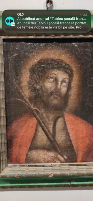 Tablou in ulei pe lemn Mântuitorul cu coroana de spini