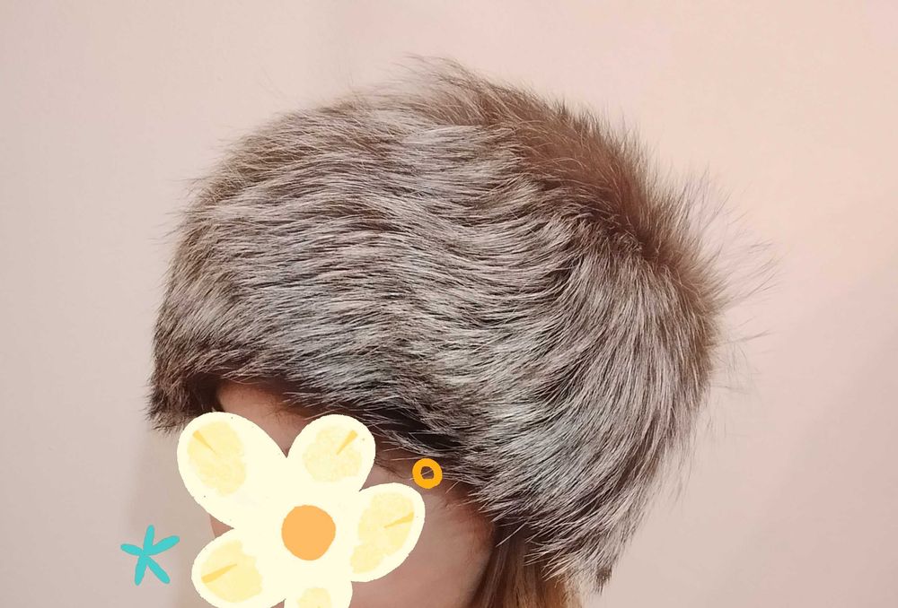 Căciulă blană de vulpe argintie