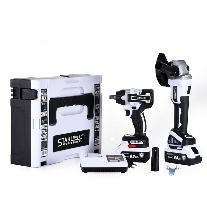 Акумулаторен ударен Гайковерт и Ъглошлайф 36V 8,0AH STAHLMAYER Pro