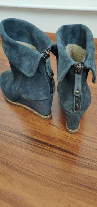 Cizme piele întoarsă albastre