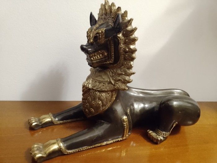 Sculptura din bronz deosebita câine Fu