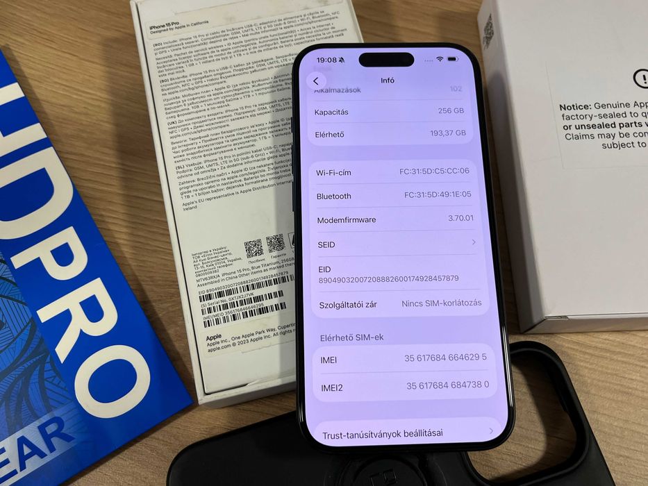 iPhone 15 Pro 256GB 100% Baterie Originala Neverlocked Fullbox Titanium Blue