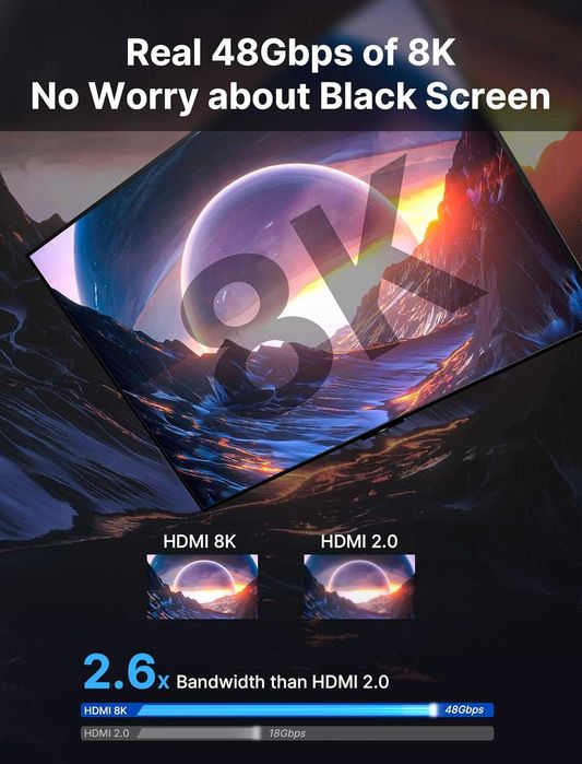 Cablu HDMI 2.1 8K 3m 48Gbps 8K HDMI 2.1 HDR eARC Dolby Atmos HDCP